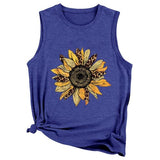 Débardeur tournesol pour femmes, t-shirt d'été décontracté sans manches