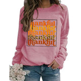 Sweat-shirt de remerciement pour femmes, manches longues, imprimé léopard, chemise de Thanksgiving graphique
