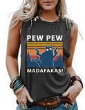 Femmes Pew Pew Madafakas Chemise Drôle Pew Pew Chat Chemise Femmes Débardeur Graphique