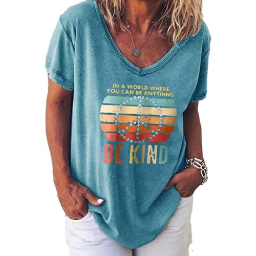 Women V-Neck Be Kind Shirt in a World Where You can Be Anything Be Kind T-Shirt