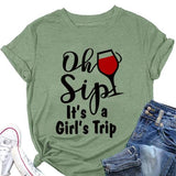 Girls Trip Shirt Women Oh Sip It's A Girl's Trip Graphic Tees