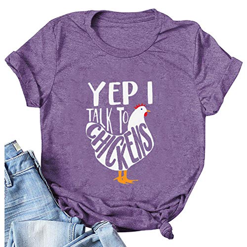 Women Yep I Talk to Chickens T-Shirt Cute Chicken Buffs Tee Gift
