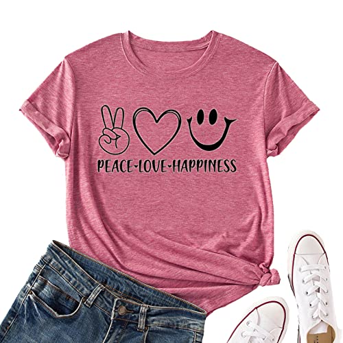 Women Peace Love Happiness T-Shirt Happiness T-Shirt Women Graphic Shirt
