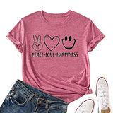 Women Peace Love Happiness T-Shirt Happiness T-Shirt Women Graphic Shirt