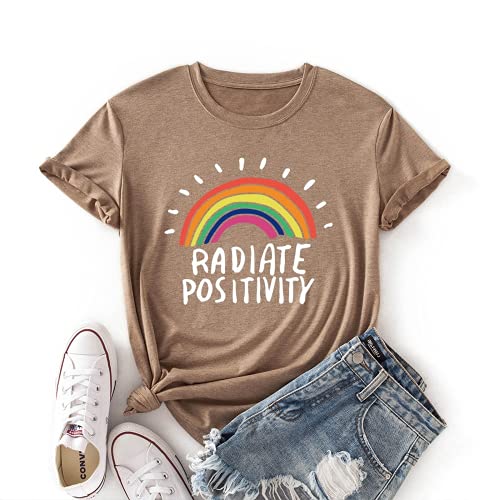 Women Radiate Positivity T-Shirt Rainbow Gift Shirt