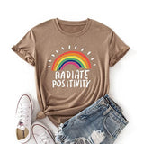 Women Radiate Positivity T-Shirt Rainbow Gift Shirt