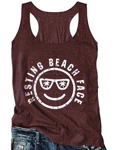 Débardeur coupe slim pour femme, visage de plage au repos