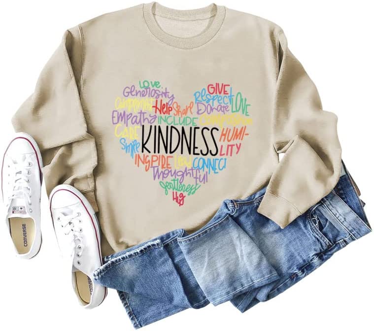 Women Kindness Love Heart Sweatshirt Long Sleeve Shirt