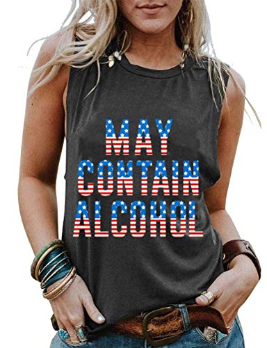 Les femmes peuvent contenir de l'alcool débardeur drapeau américain chemise chemise à boire