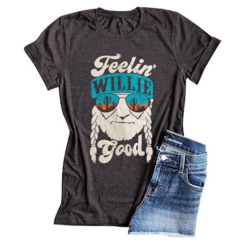 Women Short Sleeve Feelin' Willie Good T-Shirt Women Graphic Shirt