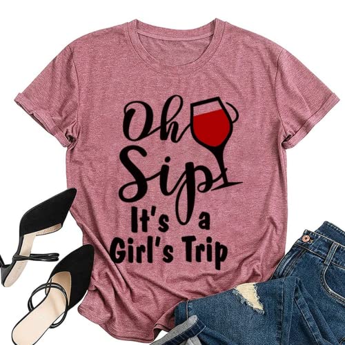 Girls Trip Shirt Women Oh Sip It's A Girl's Trip Graphic Tees