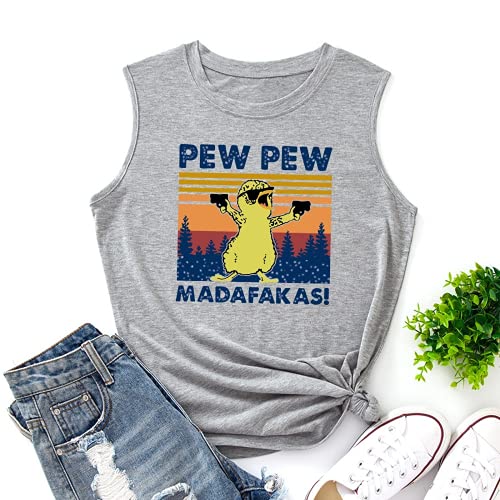 Femmes Pew Pew Madafakas Tank Funny Pew Pew Cat Shirt