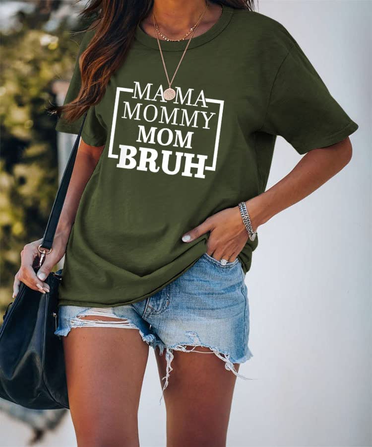 Women Mama Mommy Mom Bruh T-Shirt Happy Mother Day Tees Tops