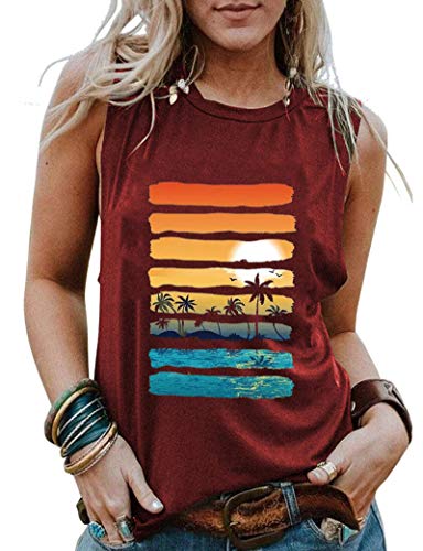 Débardeur graphique Sunshine Sunset Lake Beach pour femmes