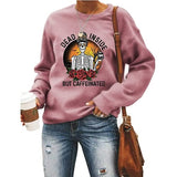 Dead Inside But Caffeinated Sunflower Women Long Sleeve Sweatshirt Skull Shirt for Women