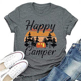 Women Happy Camper T-Shirt Vintage Happy Camper Graphic Shirt