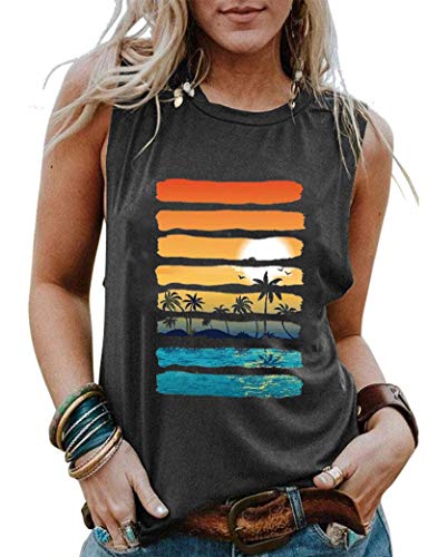 Débardeur graphique Sunshine Sunset Lake Beach pour femmes