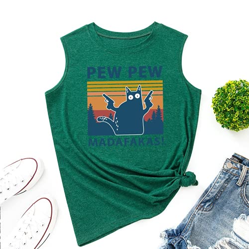 Femmes Pew Pew Madafakas Tank Funny Pew Pew Cat Shirt