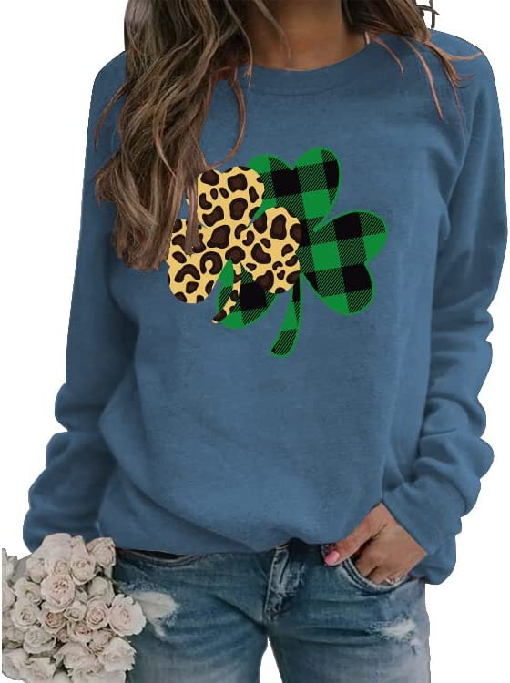 St. Patricks Day Sweatshirt Women Clover Shamrock Graphic Shirt