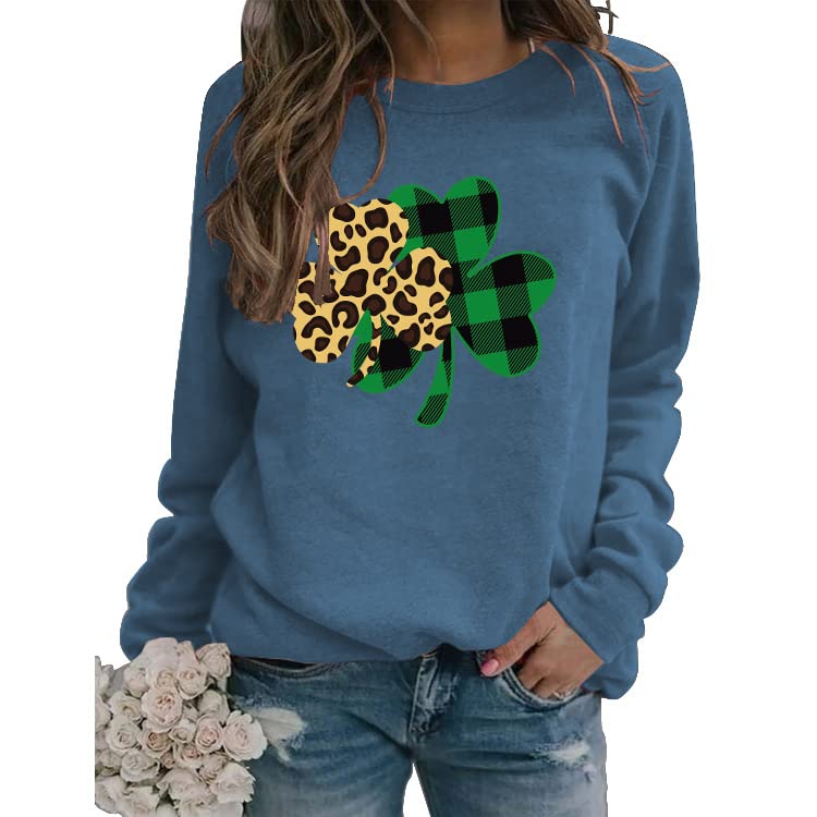 St. Patricks Day Sweatshirt Women Clover Shamrock Graphic Shirt
