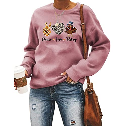 Sweat-shirt Peace Love Turkey pour femme, vêtement graphique de Thanksgiving