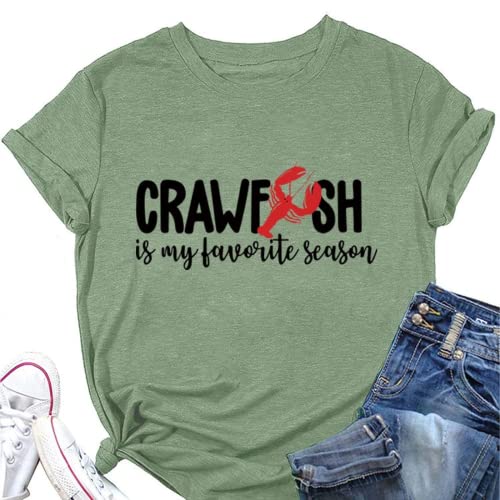 Women Crawfish is My Favorite Season T-Shirt Love Crawfish Graphic Tees