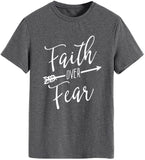 Women Faith Over Fear Shirt Religious Inspirational Christian T-Shirt