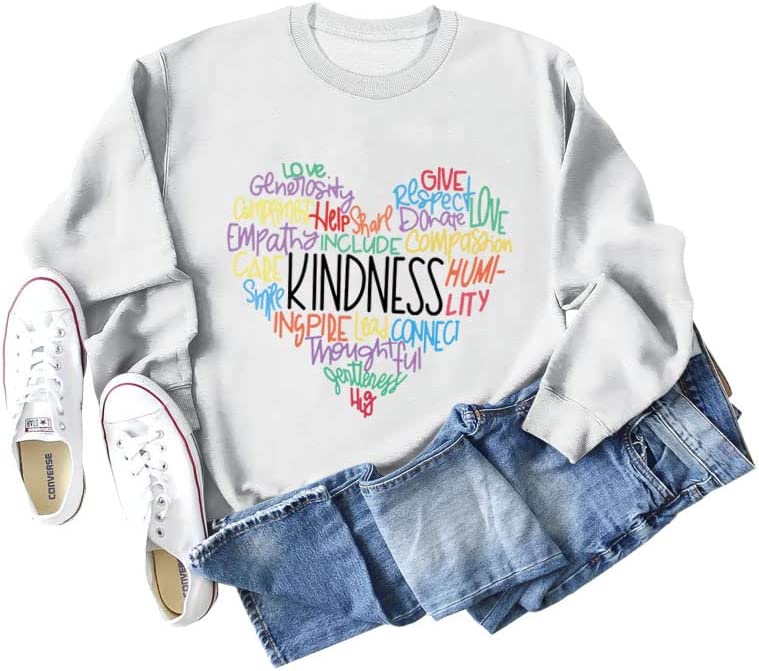 Women Kindness Love Heart Sweatshirt Long Sleeve Shirt