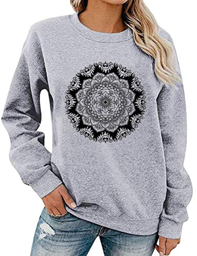 Women Long Sleeve Mandala Sweatshirt Bohemian Shirt