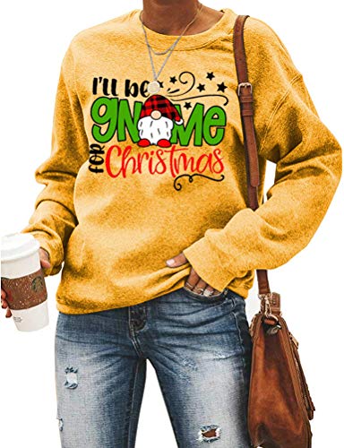 Sweat-shirt à manches longues pour femmes, je serai Gnome pour Noël, sweat-shirt Gnome de noël