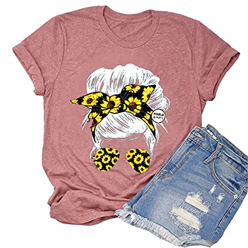 Femmes cheveux en désordre chignon tournesol T-Shirt chignon en désordre crâne chemise