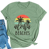 Women's Aloha Beaches T-Shirt Summer Graphic Shirt
