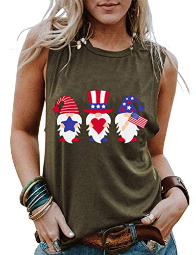 Femmes drapeau américain Gnomes amour coeur débardeur patriotique Gnomes chemise