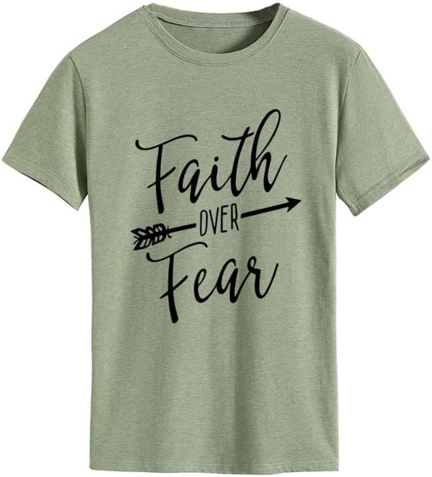 Women Faith Over Fear Shirt Religious Inspirational Christian T-Shirt