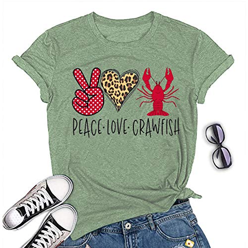 Women Peace Love Crawfish T-Shirt Crawfish Graphic Shirt
