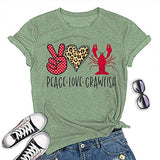 Women Peace Love Crawfish T-Shirt Crawfish Graphic Shirt