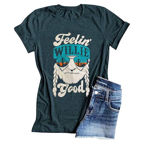 Women Short Sleeve Feelin' Willie Good T-Shirt Women Graphic Shirt