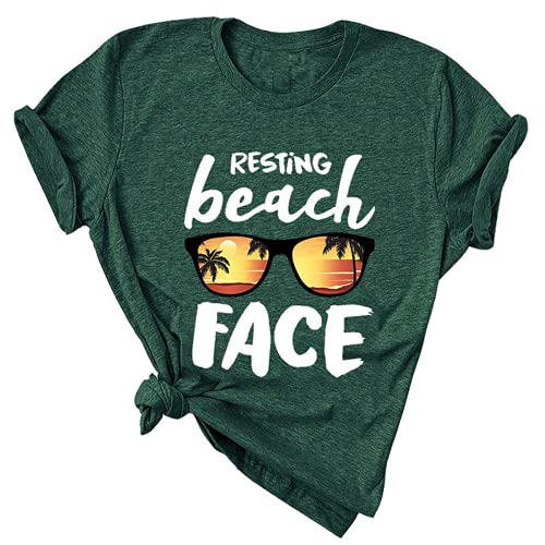 Women Resting Beach Face T-Shirt Women Beach Graphic Shirt Summer Beach Shirt