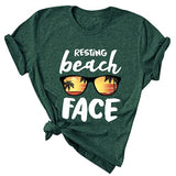 Women Resting Beach Face T-Shirt Women Beach Graphic Shirt Summer Beach Shirt