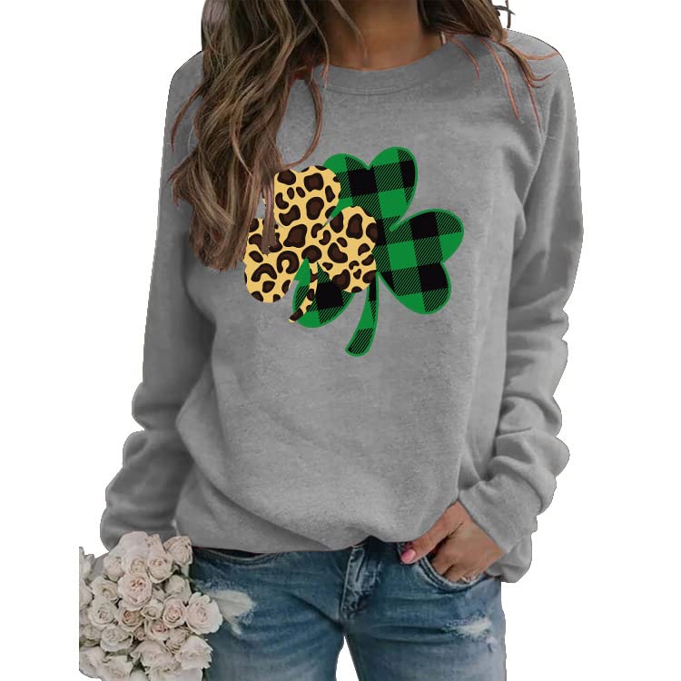 St. Patricks Day Sweatshirt Women Clover Shamrock Graphic Shirt