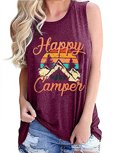 Débardeur Happy Camper pour femmes, t-shirt de Camping