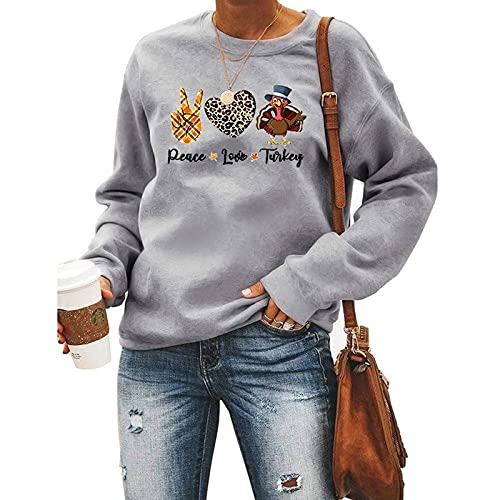 Sweat-shirt Peace Love Turkey pour femme, vêtement graphique de Thanksgiving