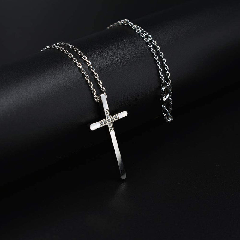 Womens Cross Necklace 18K Rose Gold Silver Filled, Long Large Skinny Cross Necklaces Simple, Ideas for Her Mom Daughter Sister Wife