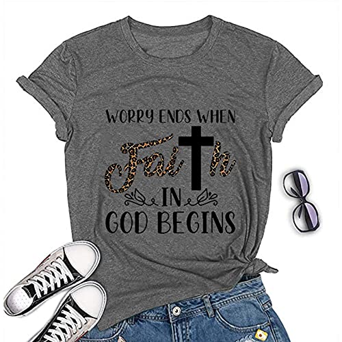Women Worry Ends When Faith in God Begins T-Shirt Faith Shirt