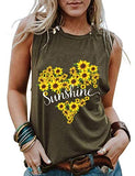 Femmes Sunshine Tournesol Coeur Débardeur Chemise Graphique pour Femme