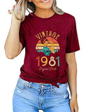 T-Shirt Vintage pour femmes, cadeau d'anniversaire pour 40e anniversaire, 1981