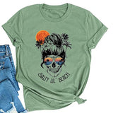 Women Salty Lil' Beach Women Skull T-Shirt Beach Graphic Shirt for Women