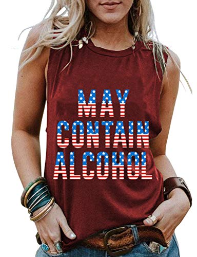 Les femmes peuvent contenir de l'alcool débardeur drapeau américain chemise chemise à boire