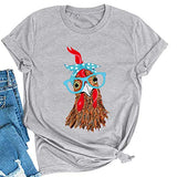 T-Shirt Bandana pour femmes, poulet avec lunettes, mignon poulet