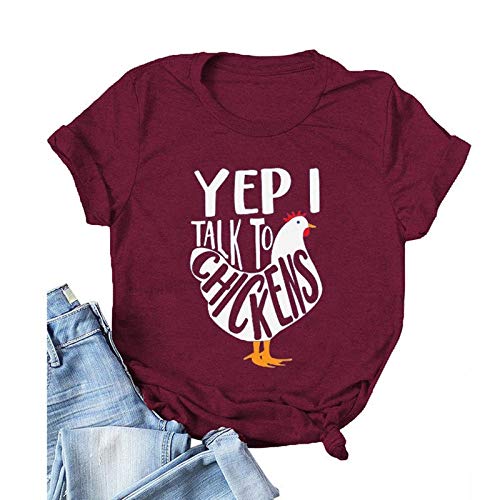 Women Yep I Talk to Chickens T-Shirt Cute Chicken Buffs Tee Gift